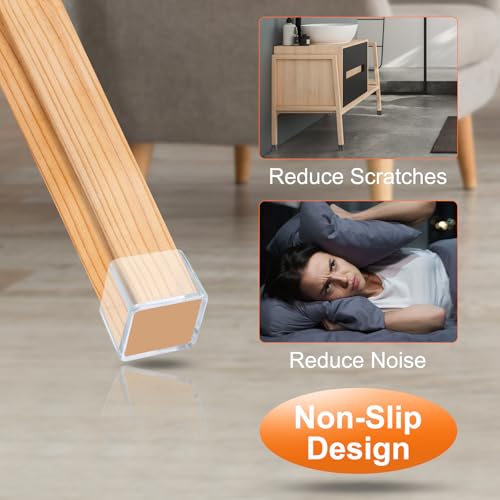 uxcell 12 Pcs Silicone Chair Leg Floor Protectors 2.4 x 2.4 Inch Non-Slip Chair Leg Caps Covers, Square Furniture Leg Protectors for Hardwood Floors Reduce Noise and Scratches, Clear - size: 2.4 x 2.4 Inch