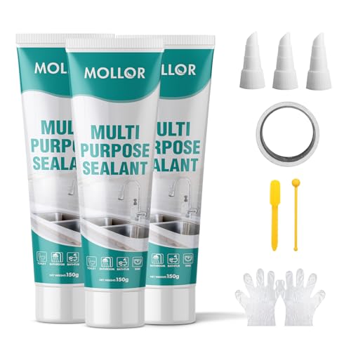 White Silicone Caulk for Bathroom & Kitchen, 5.29oz Waterproof Silicone Sealant for Shower, Countertops, Easy to Use with Tool, Stronger Adhesion, Shrink & Crack Proof (3Pack White) - color: White, size: 3 Pack