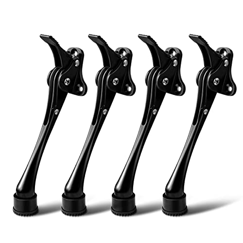 6 Inch Kickdown Door Stop for Bottom with Non-Slip Rubber, One Touch Heavy Duty Bottom Holder, Black Adjustable Metal Door Stop, 4 Pack - color: Black, size: 6 Inch x 4 Pack