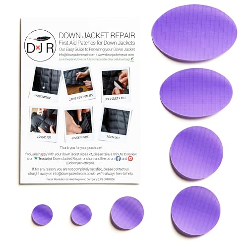 Down Jacket Repair Patches - Self-Adhesive Down Jacket Repair Patches | Waterproof, Tear-Resistant, Pre-Cut Patches | 7-Piece Set for Outdoor Gear, Sleeping Bags & Tent - color: Purple