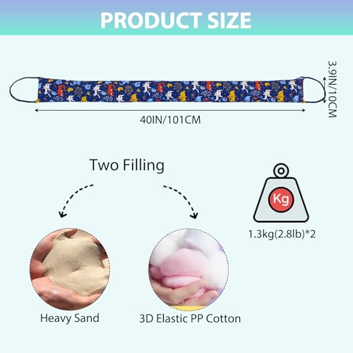 Weighted Door Draft Stopper, 2 Pack 40 Inch Under Door Blocker, Bottom of Door Window Air Noise Light Gap Filler, Saving Energy Cartoon Print Canvas Cotton 2.8Lb - size: 40 inch