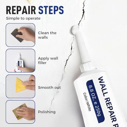 Efficient Drywall Repair Kit with Scraper, 2026 New Quick Drying Wall Mending Agent for Holes & Cracks, White Spackle Wall Repair Paste Drywall Patch Repair Kit for DIY Home Fix (3 Pcs) - color: 3 Pcs