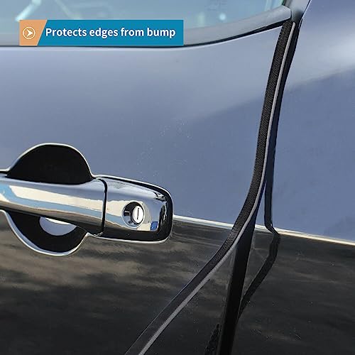 Rubber Edge Trim Guard 10ft/3m, Adhesive Free Door Edge Protector, U Shape Edge Seal Strip with Embedded Metal Clips Fits 3/64" to 1/4" Thick Edges (Black) - size: 120" L X 0.44" W