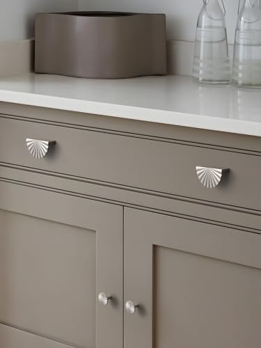 5 Pack Brushed Nickel Cabinet Pulls 3" Hole Center Cup Flat Silver Drawer Pulls Kitchen Cupboard Bathroom Dresser Cabinet Hardware Handles Zinc Alloy - color: Brushed Nickel, size: 3"(76mm) Hole Center