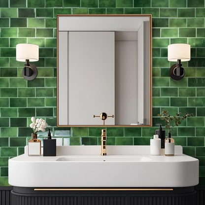 Art3d Peel and Stick Green Wall Tiles – 12"x12" Thicker Design Backsplash, Self-Adhesive Tile for Kitchen & Bathroom Renovation - color: Green