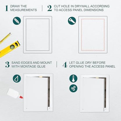 8" x 12" White Metal Access Panel, Service Shaft Door, Plumbing, Electricity Heating Alarm Wall for Drywall, Bathroom Services Hole Cover, Wall Covering - size: 8" x 12"