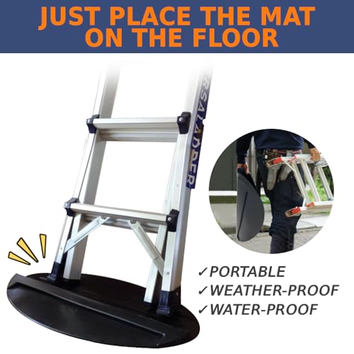 Japard Safety Ladder Mat, Anti-Skid Stop Pad, Anti-Slip Stopper Safe Mat, Soft Rubber 27" x 15.7", Floor Stabilizer Accessories Black (Black 1)