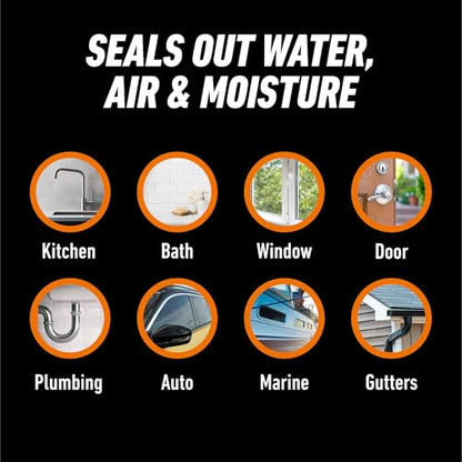 Gorilla 100% Silicone Waterproof Caulk, All‑Purpose Sealant, Mold & Mildew Resistant, Flexible Seal, Clear, 10 oz Cartridge (Pack of 1) - color: Clear, size: 1 Pack