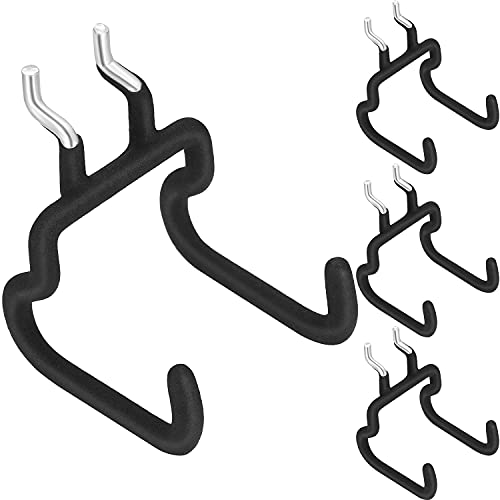 Hotop 4 Pieces Pegboard Hooks Pegboard Drill Holder Peg Board Hooks for Hanging Black Flat Utility Hook Peg Board Organization Accessory for Workbench, Garage Craft Storage(2.75 x 2.56 x 3.54 Inch) - size: 2.75 x 2.56 x 3.54 Inch