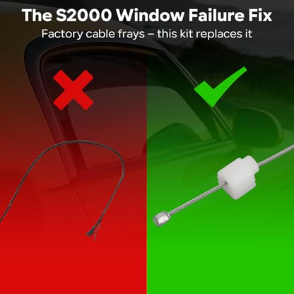 Window Regulator Repair Kit for 2000-2009 Honda S2000 Passenger Side, Fix Dropped Window Cable, Replace OEM 72210-S2A-G02, Easy Install Solution