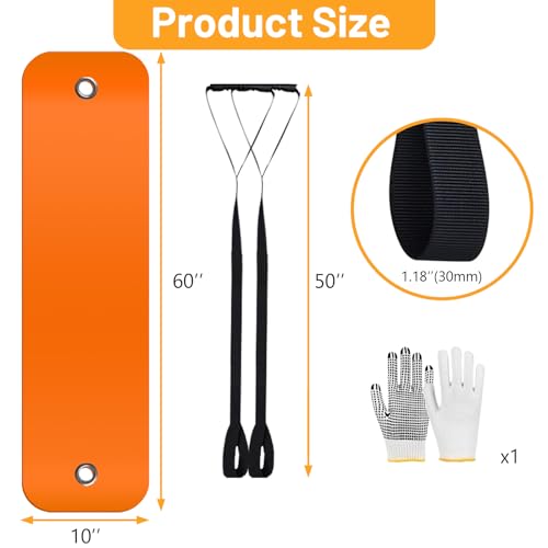2Pcs Large Appliance Slider with Pull Strap,Pull Furniture Slides,Moving Furniture Gliders Heavy Duty Sliding Sheet for Moving Heavy Furniture,Cabinets,Safes on Carpet and Hardwood Floor (10''×60'') - size: 10''×60'' Orange