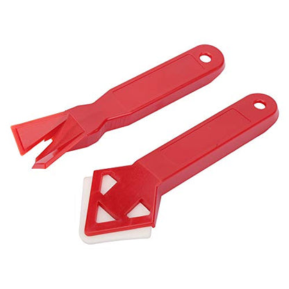 2Pcs Caulk Remover Tool Kit, Silicone Caulking Removal Tool, Caulk Tools with Antislip Handle, Caulking Scraper for Bathrooms, Kitchens, Balcony, Red