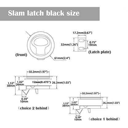 Slam Latch 2'' Flush Pull Latch Black Plastic Nylon Handle for Hatch Door Cabinet Hardware on RV Boat Camper Trailer Fit 2mm-20mm,Pack of 2