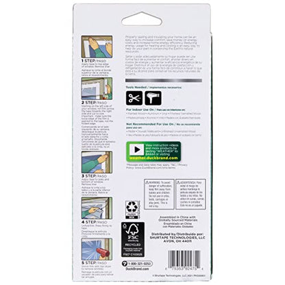 Duck Brand Window Insulation Kit - Winter Seal Kit Fits up to 10 Windows - Rolled Shrink Film Cuts to Size for Easy Indoor Installation - Tape Included - 62 in. by 420 in.- Clear - size: 10 windows
