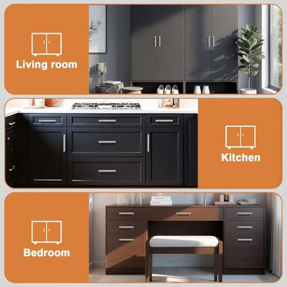 Probrico 5 Pack Hole Centers (76mm) 3inch Polished Chrome Kitchen Cabinet Handles Stainless Steel Polished Chrome Cabinet Pulls Euro Style Pull Handle for Cabinets and Drawers Total Length 5inch - color: Polished Chrome, size: Hole Centers: 3"