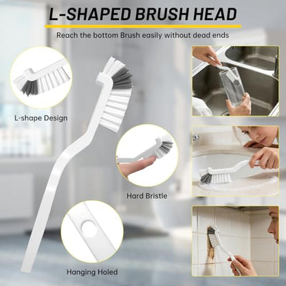 12Pcs Crevice Cleaning Brush Set, Hard Bristle Small Cleaning Brushes for Household Use with Scraper & Hook, Multi-Purpose Cleaning Tool for Kitchen, Bathroom, Grout, Corners, Tight Spaces