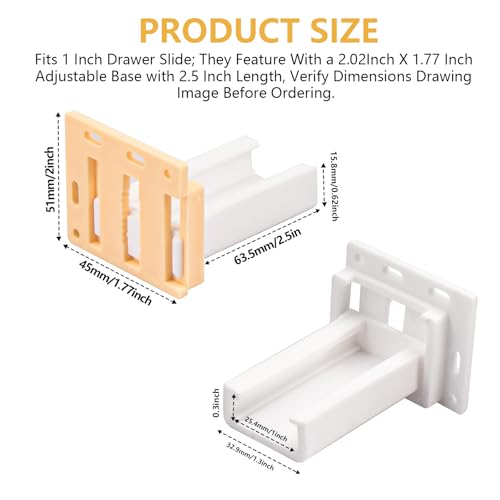 2 Pack Drawer Slide Socket Set, Drawer Track Back Plate, Cabinet Drawer Slides, Rv Drawer Hardware, Cabinet Hardware, Drawer Rail Bracket with 6 Screws, Fits 1 Inch Drawer Slide, C-Shaped