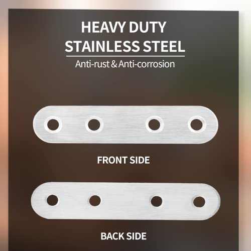 Jiozermi 12 Pcs Straight Brace, Flat Brace 3” x 0.7”, Stainless Steel Straight Bracket, Mending Joining Plates for Wood, Board, Bed Frame, Furniture & Shelves, Silver - size: Silver, 3” x 0.7”, 12 Pcs