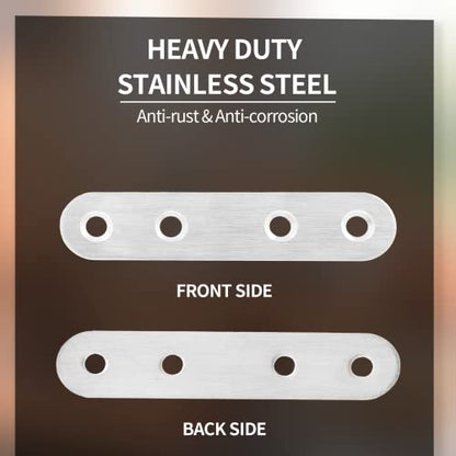 Jiozermi 12 Pcs Straight Brace, Flat Brace 3” x 0.7”, Stainless Steel Straight Bracket, Mending Joining Plates for Wood, Board, Bed Frame, Furniture & Shelves, Silver - size: Silver, 3” x 0.7”, 12 Pcs