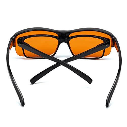 Eyekepper 100% Anti-Blue Light Blocking Fitover Glasses Wear Over Computer Glasses With Amber Lens - color: 1801-black-100% Blue Light Blocking