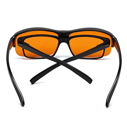 Eyekepper 100% Anti-Blue Light Blocking Fitover Glasses Wear Over Computer Glasses With Amber Lens - color: 1801-black-100% Blue Light Blocking