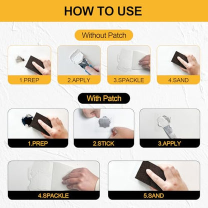 Drywall Repair Kit, 12.2oz Wall Patch Repair Kit, Spackle Wall Repair with Wall Patches/Sanding Sponge/Putty Knife/Scrapers/Gloves, Wall Mending Agent, Wall Surface Hole Fill Quick and Easy Solution