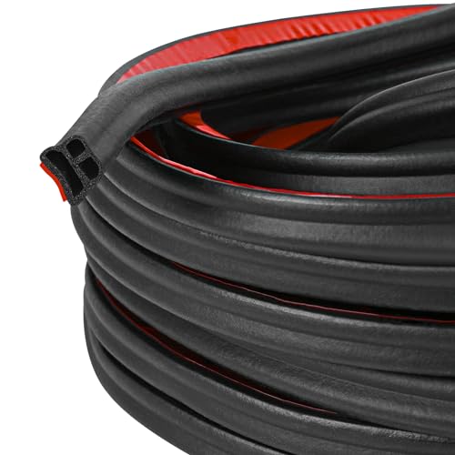 66FT Universal Car Weather Stripping, Self-Adhesive Door Rubber Seal Strip, Auto Engine & Window Noise Insulation (47/100" x 2/5") - size: 65.6 Feet Long