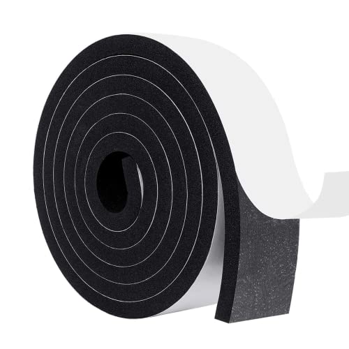 MAGZO Weather Stripping Door Seal, 2 Inch Wide X 3/8 Inch Thick Adhesive Foam Tape Soundproof Weatherstripping for Windows, 1 Roll Total 6.5FT Black - size: 2in * 3/8in * 6.5FT
