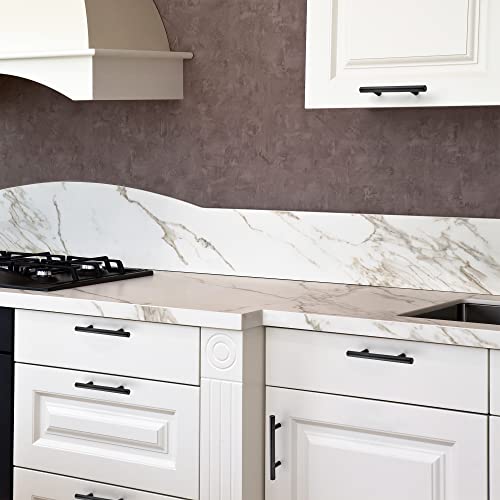 10 Pack Cabinet Handles with 3.75 Inch (96mm) Hole Center Matte Black Cabinet Pulls Stainless Steel Drawer Pulls, Kitchen Knobs for Dresser Drawer, 6 Inch Overall Length - color: Matte Black T-Shaped, size: 3-3/4" Hole Center