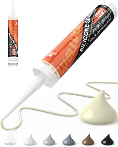 WELLUCK Almond Silicone Caulk, 100% Waterproof Silicone Sealant Adhesive Caulking,for RV, Kitchen,Bathroom, Window, Door, Glass,10.2FL.OZ/300ML,Almond/Cream (1Pack) - color: Almond/Cream, size: 1 Pack