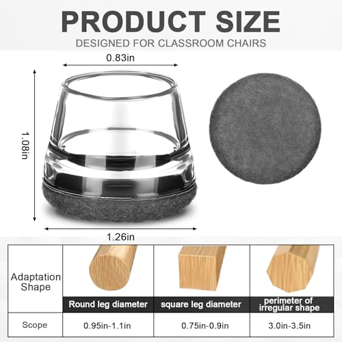 Chunful 32 Pcs Chair Leg Floor Protectors TPE Classroom Chairs & Desks Leg Covers with Quiet Felt Sliders Prevent Floor Scuffs & Scratches Desks Foot Caps Pads Teacher Classroom Supplies (Dark Gray) - color: Dark Gray