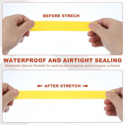 uxcell 2 Pcs Self Fusing Silicone Tape, 1" x 5ft Waterproof Water Leak Sealing Tape for Plumbing Pipe Hose Repair Handles, Yellow - color: Yellow, size: 1" x 5ft