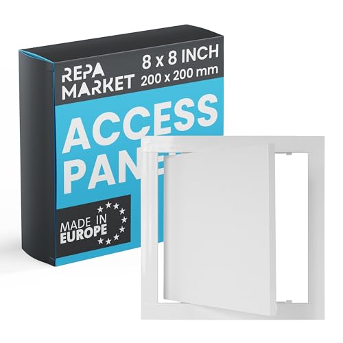 Repa Market 8 x 8 Inch Wall Access Panel for Drywall – White ABS Plastic Wall Hole Cover Plate/Plumbing Access Panel for Drywall & Ceiling/Cover Plates with Latch – Durable Service Hatch - color: White, size: 8 x 8