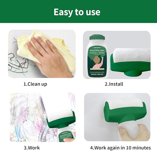 Portable Wall Paint Tool,Large Roller Brush Wall Repair Tool,Wall Repair Kit,Wall Roller Paint BrushSuitable for Repairing The Wall with Latex Paint,Water-Based(500g,White) - style: 1Pack