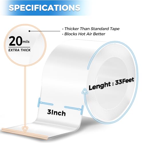 SWRT 3”x33FT Window Weather Sealing Tape Residue-Free, 20-Mil Thick Heavy Duty Window Insulation for Summer, Weather Resistant, Air Conditioner Window Seal Blocks Drafts for Doors Windows - size: 3 IN * 33 FT