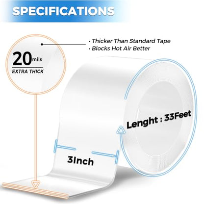 SWRT 3”x33FT Window Weather Sealing Tape Residue-Free, 20-Mil Thick Heavy Duty Window Insulation for Summer, Weather Resistant, Air Conditioner Window Seal Blocks Drafts for Doors Windows - size: 3 IN * 33 FT