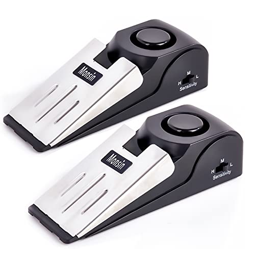 Door Stop Alarm, Door Stopper with 120DB Security Alarm, Floor Wedge Doorstop for Travel Apartment Home House (Pack of 2) - color: Black, size: 2 Pack