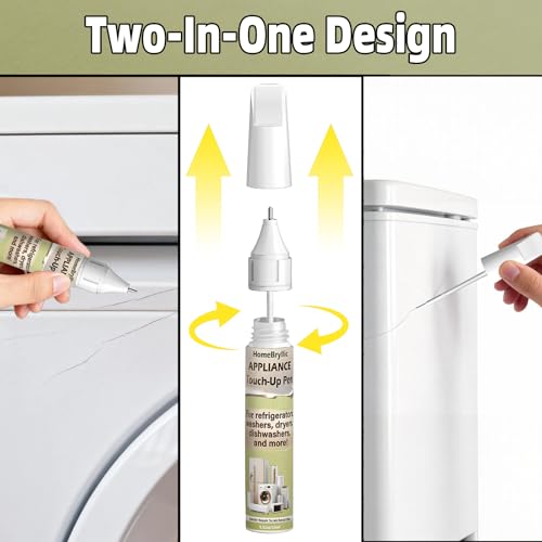 Pure White Appliance Repair Paint, Two in One Design Appliance Touch up Paint Pen Effective Rust Prevention, Suitable for Refrigerators,Washing Machines, Dishwashers and Other Appliances - color: Pure white