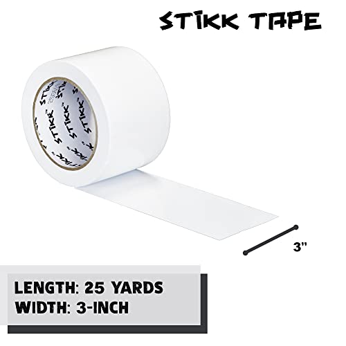 STIKK Duct Tape, White, 3" x 25 Yards, Adhesive Tapes for Repairs, Heavy Duty Waterproof Tape for Household Projects, Commercial HVAC and Construction - color: White