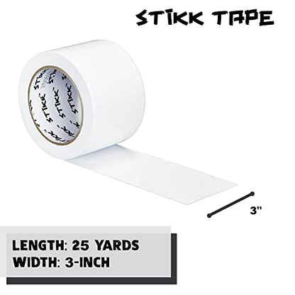 STIKK Duct Tape, White, 3" x 25 Yards, Adhesive Tapes for Repairs, Heavy Duty Waterproof Tape for Household Projects, Commercial HVAC and Construction - color: White