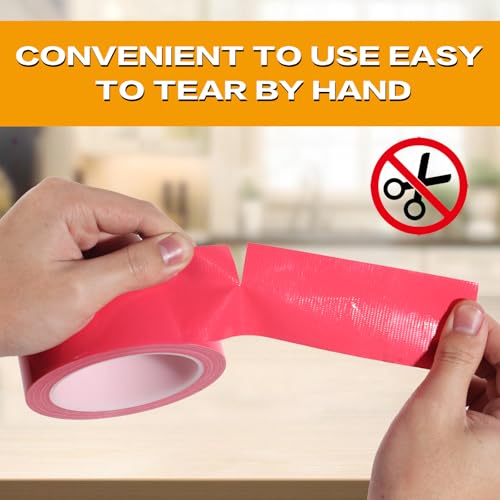 Pink Duct Tape Heavy Duty 2 Pack, 2 Inch x 20 Yards Waterproof Cloth Tape, Hand Tearable No Residue Multi-Purpose Strong Adhesive for Home Repair, DIY Crafts, Moving & Outdoor Projects - color: Pink