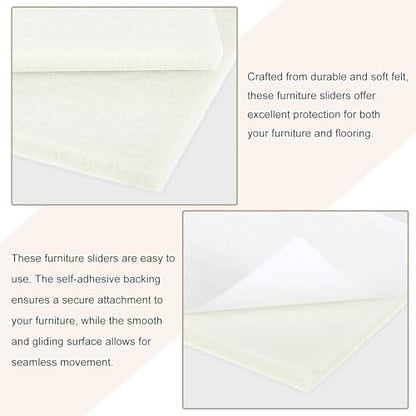 uxcell Furniture Pads, 24Pcs 1.4"x0.9" - Rectangle Self Adhesive Felt Furniture Pads, Hardwood Floor Protectors for Furniture Feet Chairs Legs (Beige) - color: Beige