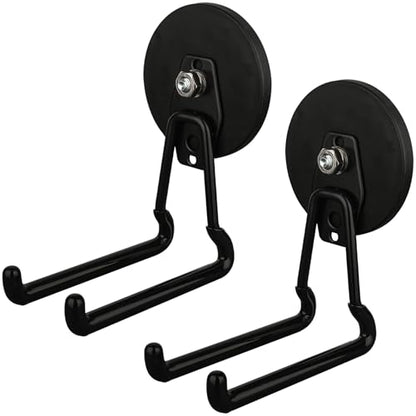 MUTUACTOR Upgraded Magnetic Hooks Heavy Duty,40lbs Anti-Scratch Garage Large Magnet Hooks,2-Pack Super Strong Magnetic Garage Hooks for Organizing Impact Drivers Trailer Cord Garden Tool Box - style: Updated 3.46in Magnet L Black Hooks 2PCS