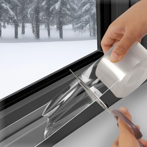 Litaibai Transparent Window Weather Sealing Tape - 2-Inch x 33 Feet, Airtight Insulation Tape that Blocks Drafts, No Residue Removable Adhesive