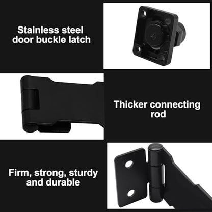 2Pcs Keyed Hasp Locks Twist Knob Keyed Locking Hasp for Small Doors, Cabinets and More,Stainless Steel Steel, Hasp Lock Catch Latch Safety Lock Door Lock with Keys (4inch, Black) - style: Black-with LOCK