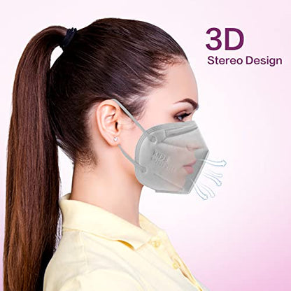 Miuphro KN95 Face Mask, 5-Layer Design Cup Dust Safety KN95 Masks 25 Pack, Gray - color: Grey