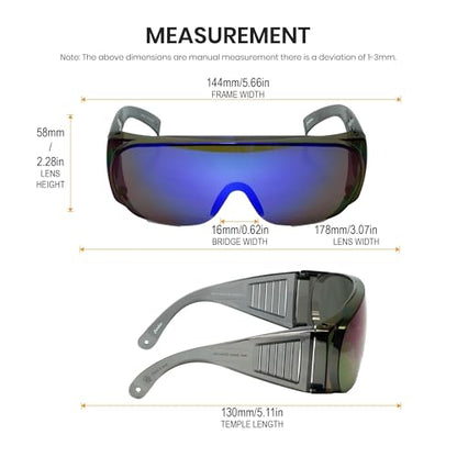 Calabria Fit Over Safety Glasses | Polarized Sunglasses Over Glasses | Wrap Around Anti-Fog | Scratch Resistant | Unisex - color: Blue