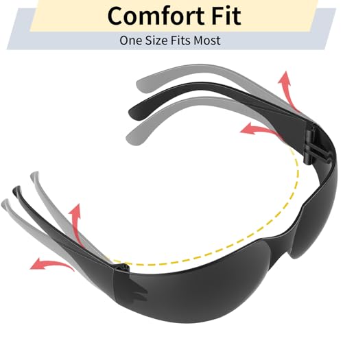 10 Pack Clear Safety Glasses for Men Women, ANSI Z87.1 Certified Scratch & Impact Resistant Wrap Around Lens - color: Black