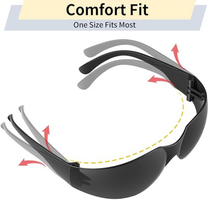 10 Pack Clear Safety Glasses for Men Women, ANSI Z87.1 Certified Scratch & Impact Resistant Wrap Around Lens - color: Black