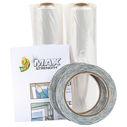 Duck MAX Strength Window Insulation Kit, Winter Window Seal Kit Fits up to 10 Windows, Heavy Duty Shrink Film Cuts to Size for Easy Indoor Installation, Window Tape Included,62 In. x 420 In., Clear - size: Standard Window - 10 Pack
